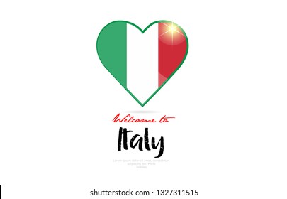 Welcome Italy Country Flag Inside Love Stock Vector (Royalty Free ...