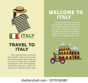 Welcome to Italy promo booklets with cultural elements and architecture