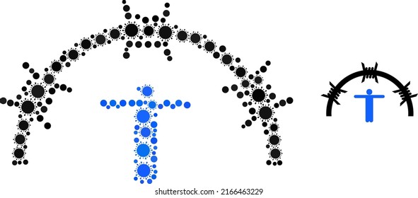 Welcome to jail mosaic icon. Vector mosaic done from randomized Covid-2019 icons. Covid-2019 mosaic welcome to jail icon. Welcome to jail mosaic for epidemic templates.