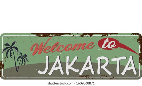 Welcome to Jakarta city illustration design on a white background