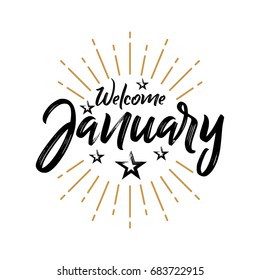 Welcome January - Firework - Vector for greeting, new month
