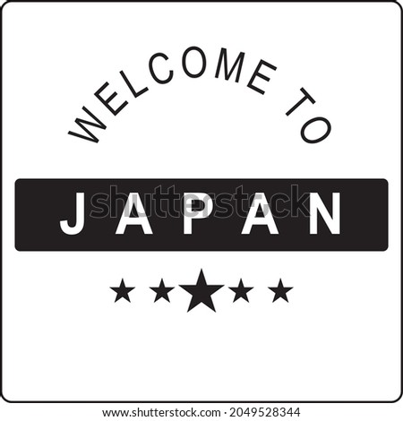 Welcome to Japan black and white with five stars vector eps 10