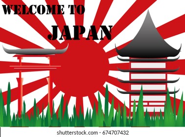 Welcome to Japan With card posters in vector