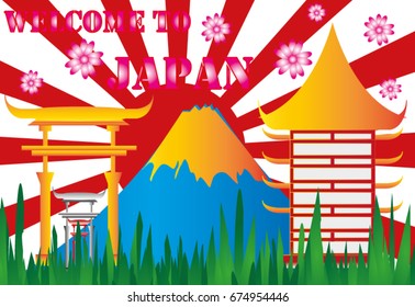Welcome to Japan With card posters in vector