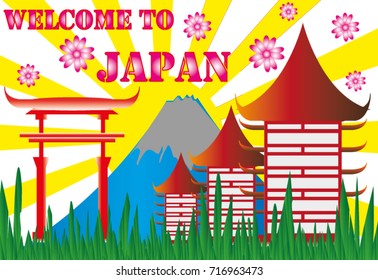 welcome to japan in colorful art vector.