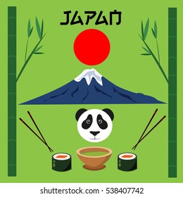 welcome to Japan. Country of sun. Abstract background. Vector illustration.