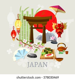 Welcome to Japan japanese culture history and tradition vector illustration 