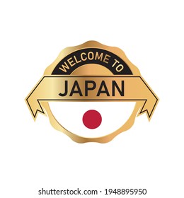 Welcome to JAPAN logo badge with  flag