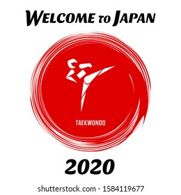 Welcome to Japan. Paralympic games symbols. Taekwondo pictogram. Pictograms of the Paralympic Games in Tokyo 2020. Vector illustration isolated on a white background