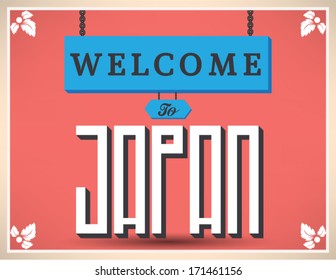 Welcome to Japan sign. Vector design.