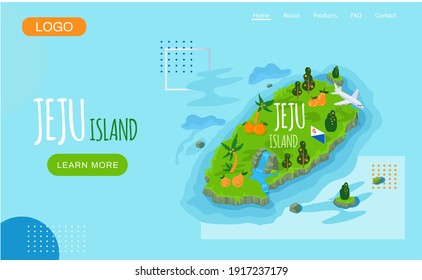 Welcome To Jeju Island In South Korea, Traditional Landmarks, Symbols, Popular Place For Visiting Tourists, Jeju Green Tropical Island With Water Travel Korean Land With Traditional Attractions