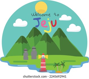 Welcome To Jeju Island vector illustration
