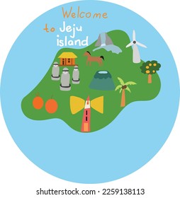 Welcome to jeju island Vector illustration.
