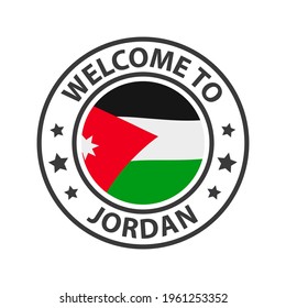 Welcome to Jordan. Collection of welcome icons. Stamp welcome to with waving country flag