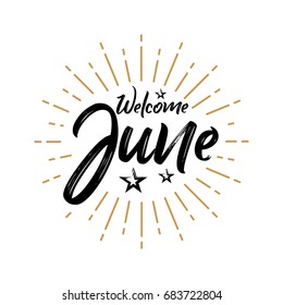 Welcome June - Firework - Vector for greeting, new month