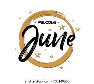 Welcome June - Grunge - Vector For Greeting, New Month