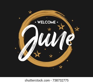 Welcome June - Grunge - Vector for greeting, new month
