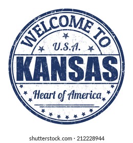 Welcome to Kansas grunge rubber stamp on white background, vector illustration