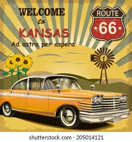 Welcome to Kansas retro poster.