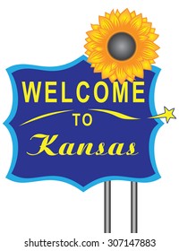 Welcome to Kansasa road stand. Vector illustration.