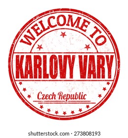 Welcome to Karlovy Vary grunge rubber stamp on white background, vector illustration