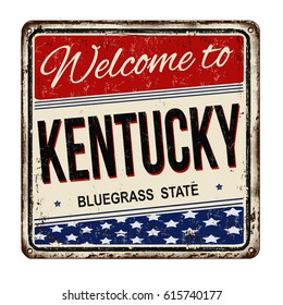 Welcome to Kentucky vintage rusty metal sign on a white background, vector illustration