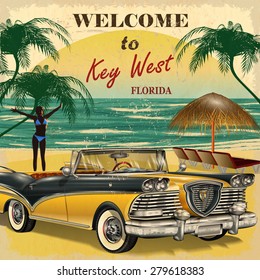 Welcome to Key West,Florida retro poster.