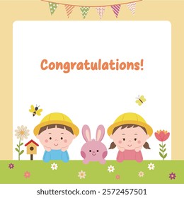 Welcome to kindergarten Image, Cute two students. 