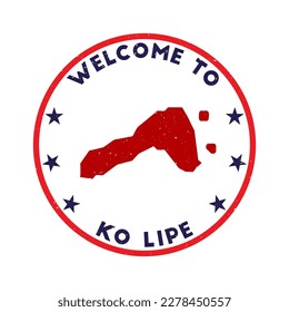 Welcome to Ko Lipe stamp. Grunge island round stamp with texture in Azulado color theme. Vintage style geometric Ko Lipe seal. Appealing vector illustration.