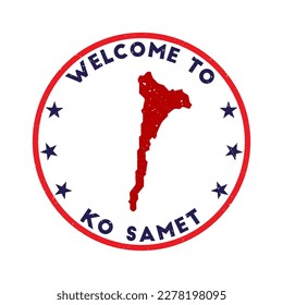 Welcome to Ko Samet stamp. Grunge island round stamp with texture in Azulado color theme. Vintage style geometric Ko Samet seal. Authentic vector illustration.