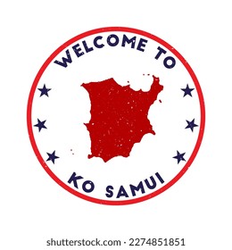 Welcome to Ko Samui stamp. Grunge island round stamp with texture in Azulado color theme. Vintage style geometric Ko Samui seal. Awesome vector illustration.