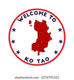 Welcome to Ko Tao stamp. Grunge island round stamp with texture in Azulado color theme. Vintage style geometric Ko Tao seal. Beautiful vector illustration.