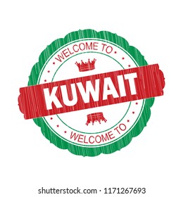 Welcome to Kuwait flag Stamp on white background,Thai design.Vector