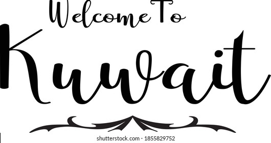 Welcome To Kuwait Hand Written Country Name Typography  