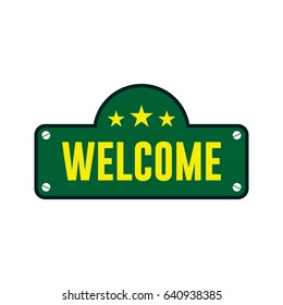 Welcome Label Logo Vector Template