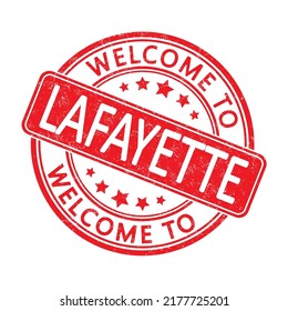 Welcome to LAFAYETTE. Impression of a round stamp with a scuff. Flat style
