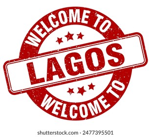 Welcome to Lagos stamp. Lagos round sign isolated on white background