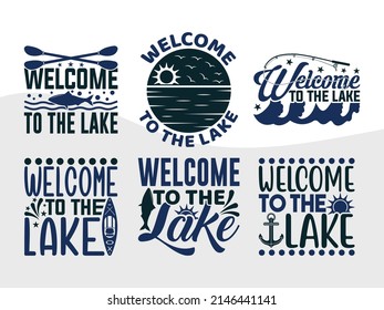 Welcome To The Lake Printable Vector Illustration