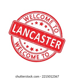 Bienvenidos a Lancaster. Impresión de un sello redondo con una escoria. Estilo plano
