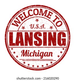 Welcome to Lansing grunge rubber stamp on white background, vector illustration