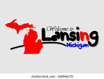 Welcome to Lansing Michigan, Vector illustration Design