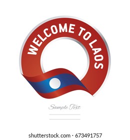 Welcome to Laos flag red label logo icon