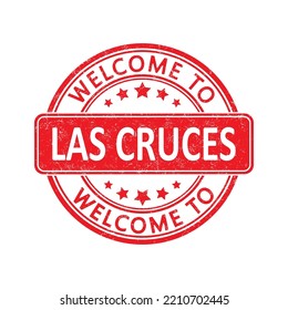 Welcome to LAS CRUCES. Impression of a round stamp with a scuff. Flat style