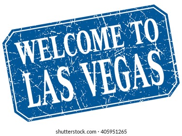 welcome to Las Vegas blue square grunge stamp