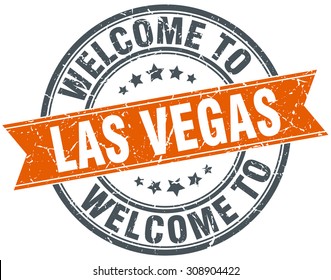 welcome to Las Vegas orange round ribbon stamp