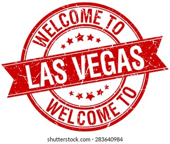 welcome to Las Vegas red round ribbon stamp