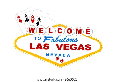 welcome to las vegas sign with cards and dice vector