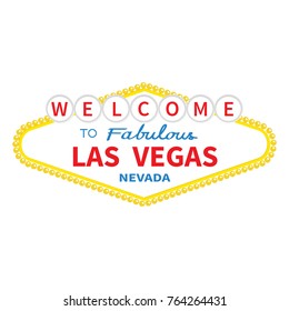 Welcome to Las Vegas sign icon. Classic retro symbol. Nevada sight showplace. Flat design. White background. Isolated. Vector illustration