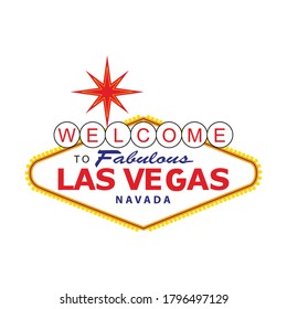 Welcome To Las Vegas Sign. Simple Modern Flat Vector