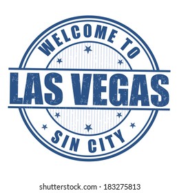 Welcome to Las Vegas, Sin City grunge rubber stamp on white, vector illustration